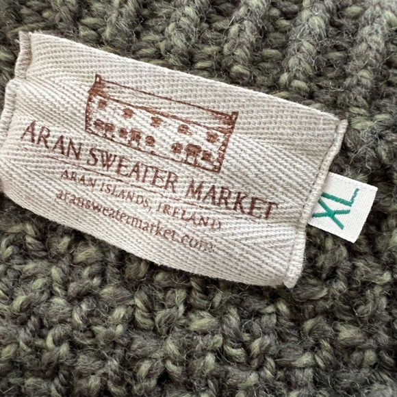 Green Cable Knit Cardigan Sweater with Braided Patterns - Picture 4 of 9